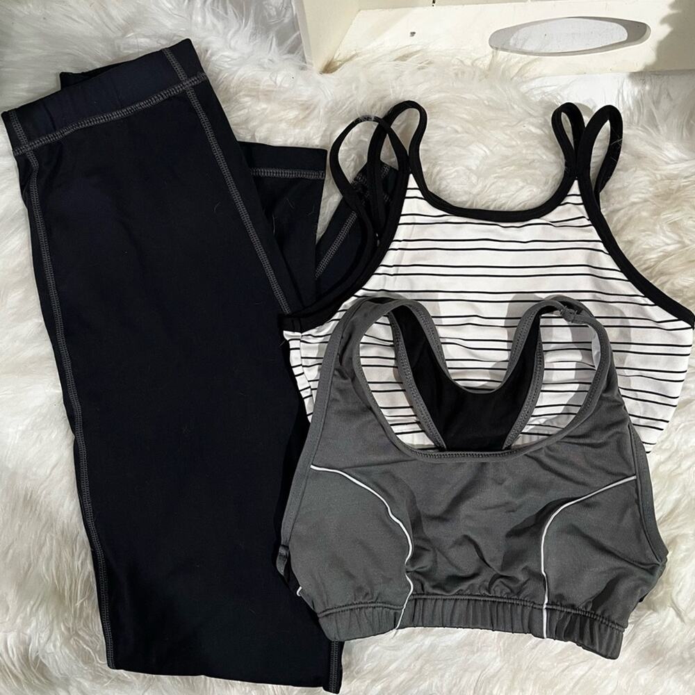 NEW ASICS Everlast Athletic Workout Gym Running Sports Bra Top Pants Set Bundle